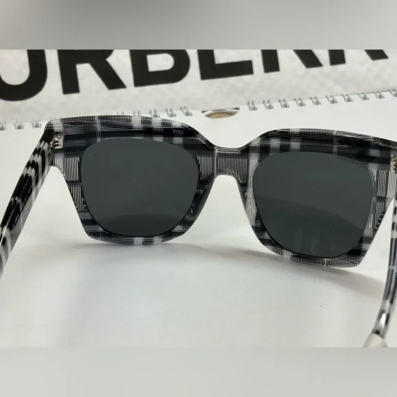 New Burberry BE4364 3994/87 Kitty Check White Sunglasses New Burberry BE4364 3994/87 Kitty Check White Sunglasses  main image 4